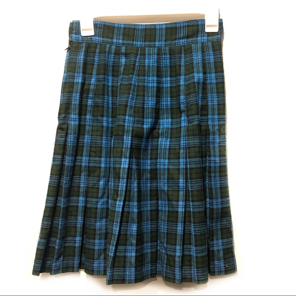 Vintage Plaid Pleated Skirt Preppy School Girl